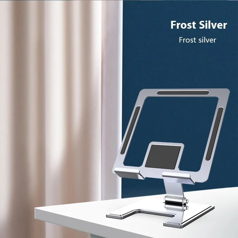 Flat desktop multi-angle foldable rotating metal bracket for notebook laptop stand in black