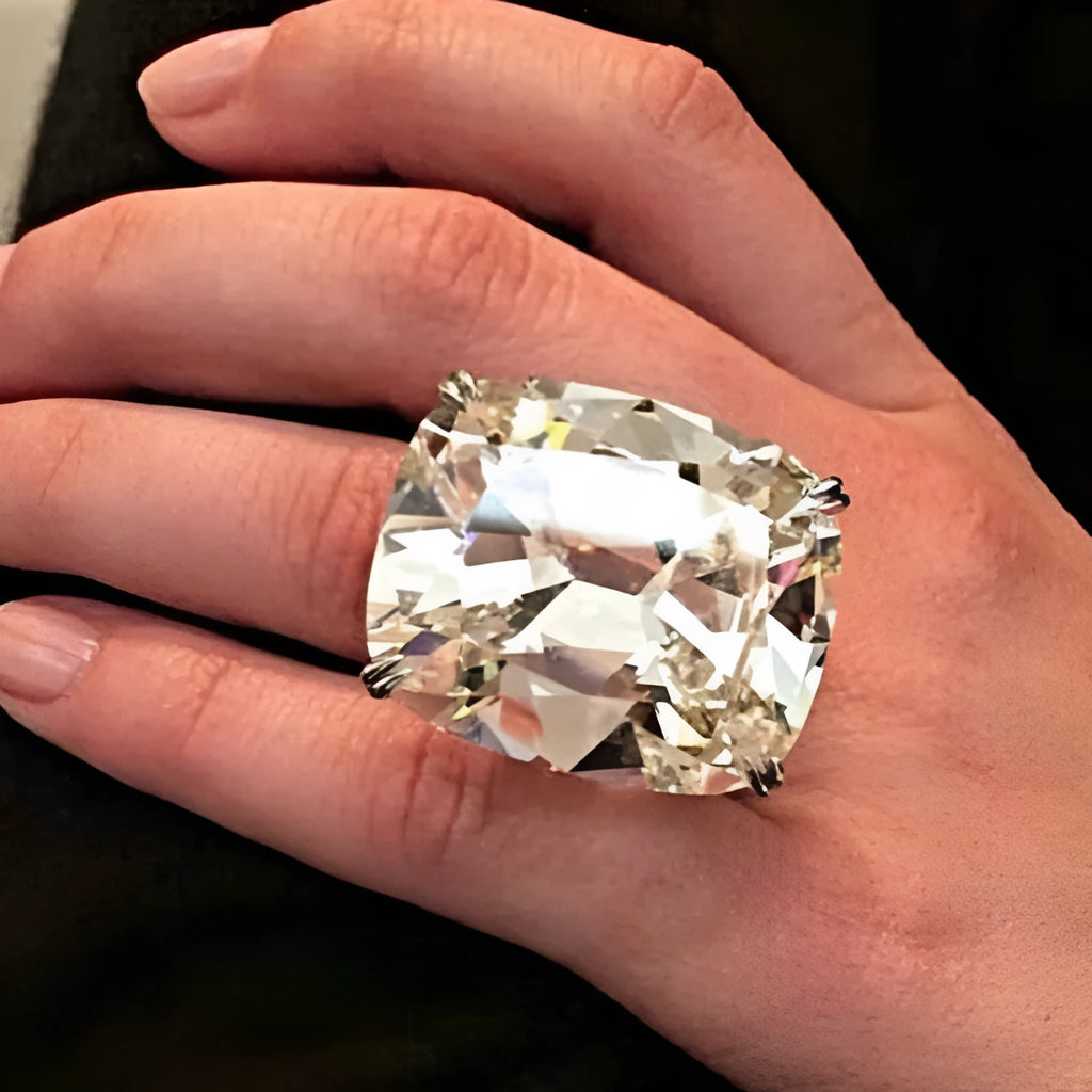 Women's simple geometric ring with square diamond inlay in white gold colour