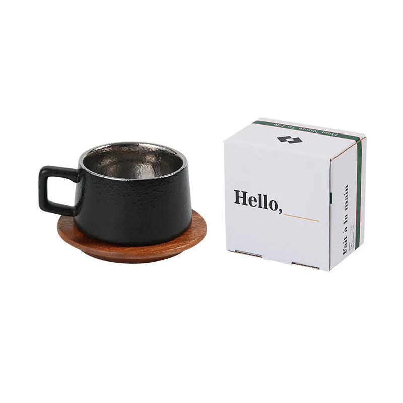 Gold and silver-plated gift boxes containing a solid colour 250ml tumbler cup and optional gift bag.
