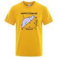Loose fit cotton T-shirt with white Hippotenuse Opposite Adjacent funny text print, shown in Army Green colour.