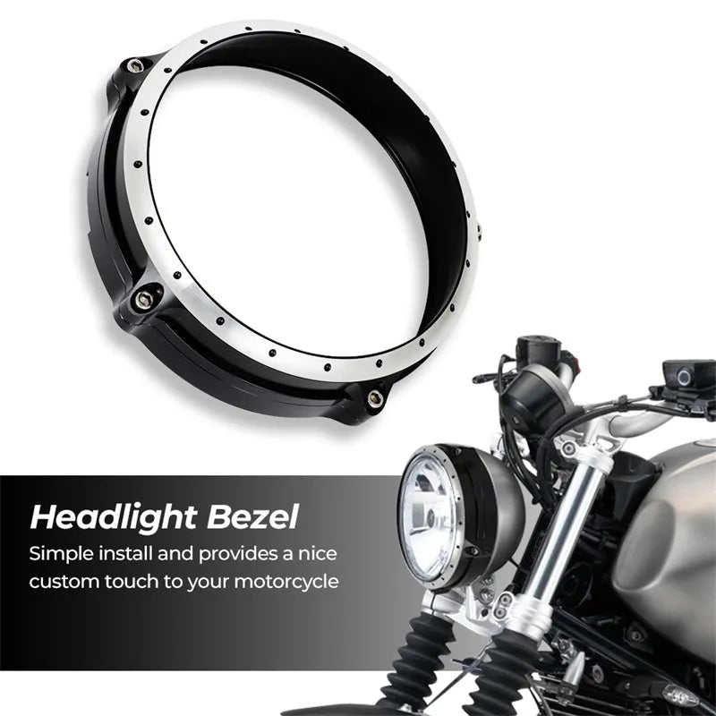 Black CNC aluminium headlamp cover for BMW R NINE T Scrambler motorcycle 2014-2017