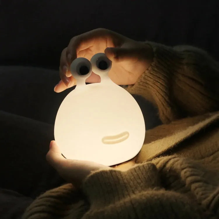 LED slug night light with touch switch, white glow, USB powered, cartoon animal design