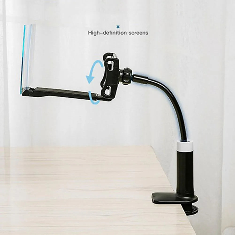 Black mobile phone screen amplifier with 12-inch acrylic display on adjustable folding bracket