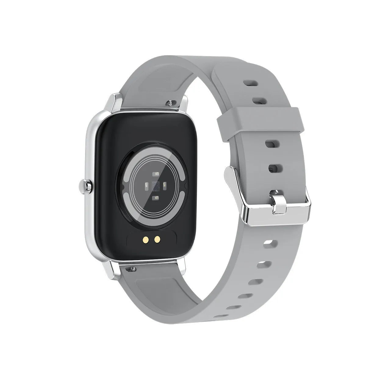 H80 smartwatch in black on a wrist, showing a heart rate graph on its 1.69-inch spherical glass screen.