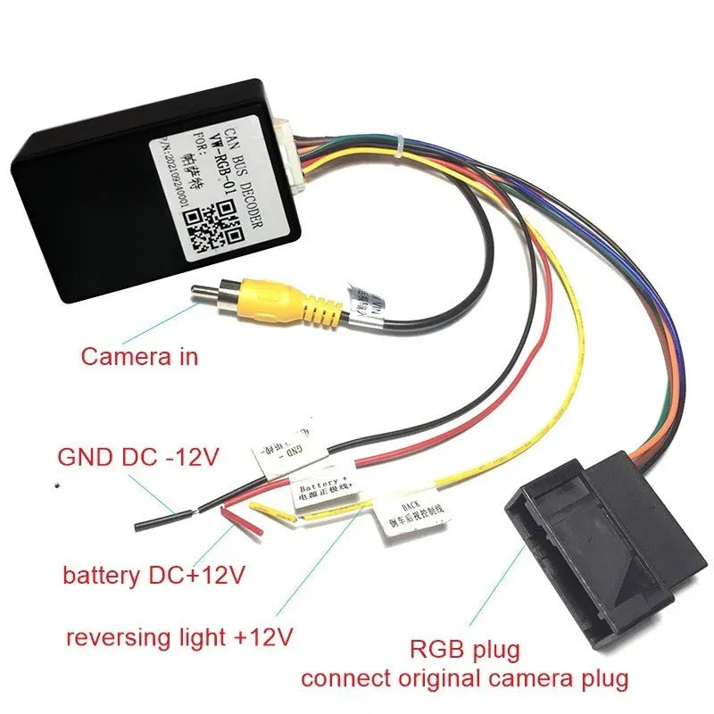 Black pure copper car camera conversion box for Volkswagen Skoda MIB hosts