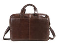 Brown first layer cowhide business briefcase with leather pattern and polyester cotton lining