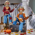 Halloween skeleton banjo decoration in plastic with skull pattern, red classic colour option