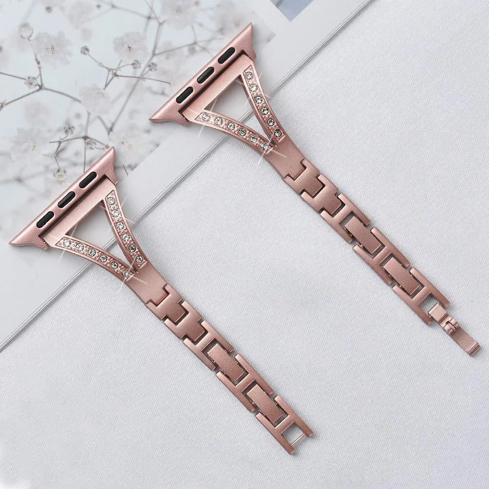Herringbone diamond pattern Apple Watch band with zinc alloy construction in silver colour