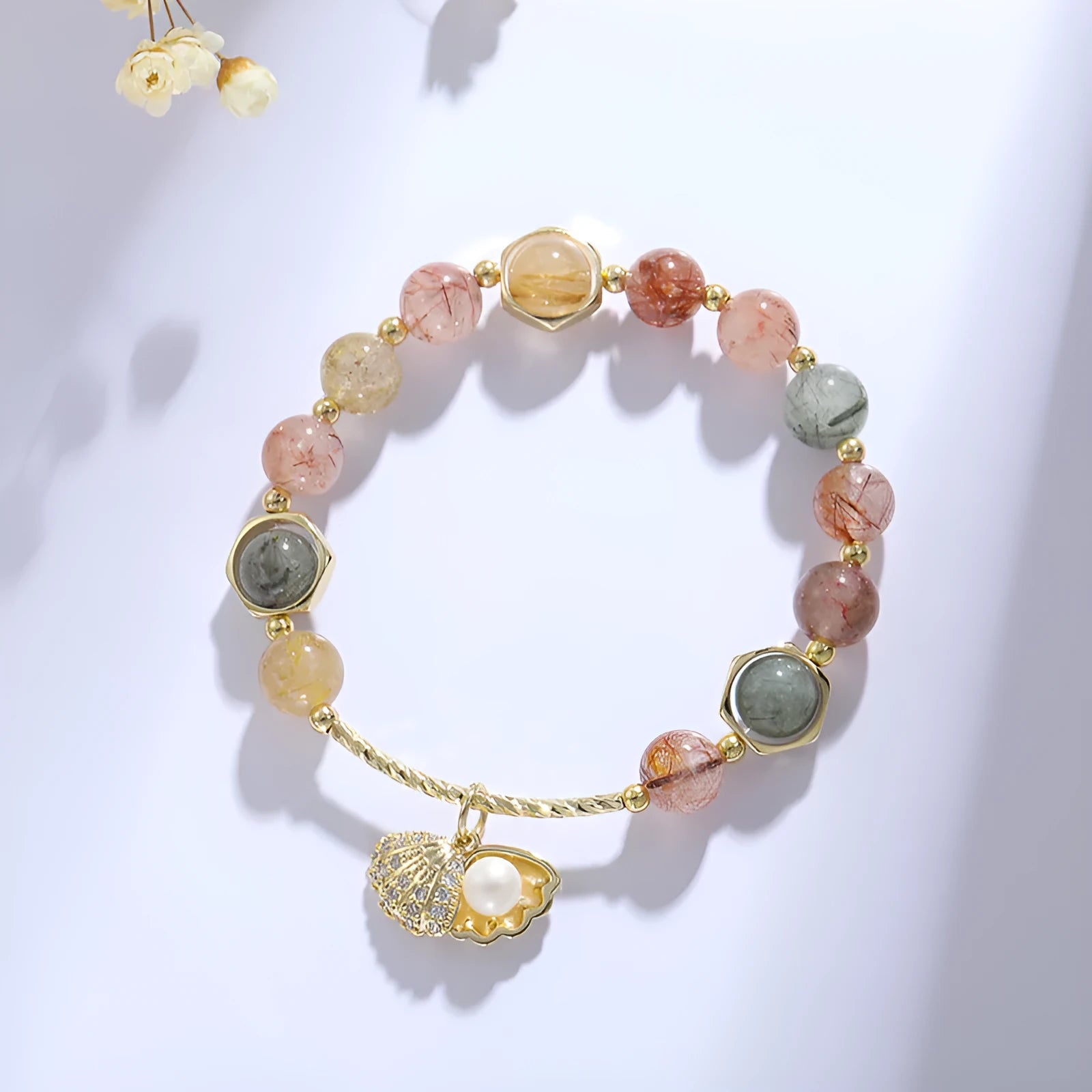 Natural colourful hair crystal bracelet for women, cartoon animal style, electroplated finish