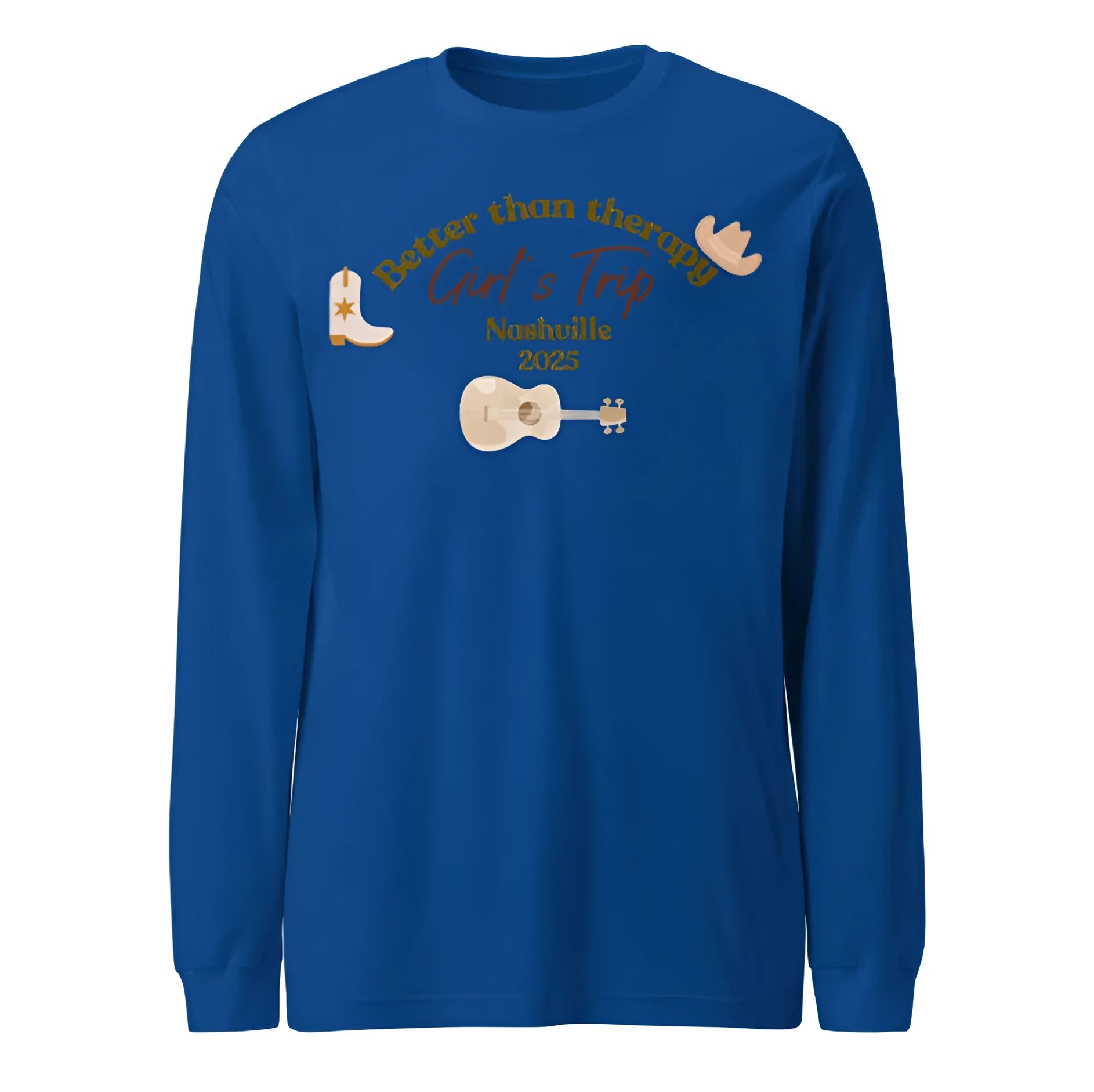 Blue men's loose fit round neck pullover sweater with solid colour and printed detail.