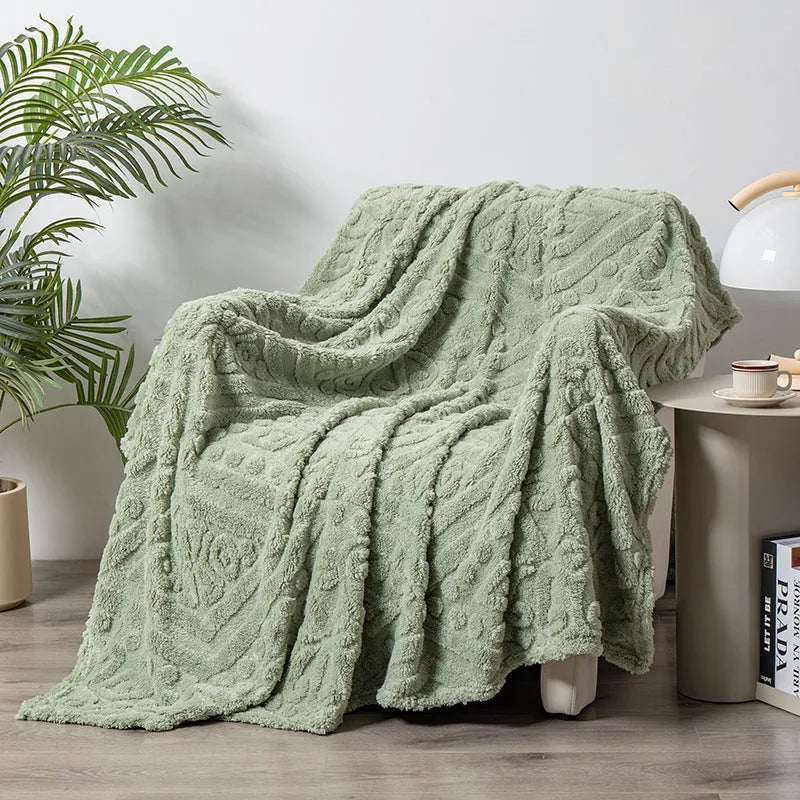 Polyester velvet jacquard sofa blanket in multiple sizes and colours with floral pattern
