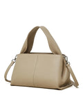Female retro texture genuine leather messenger bag in horizontal square design with double shoulder straps