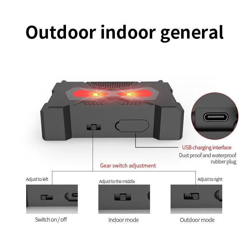 Black solar-powered ultrasonic animal repeller for garden and yard protection