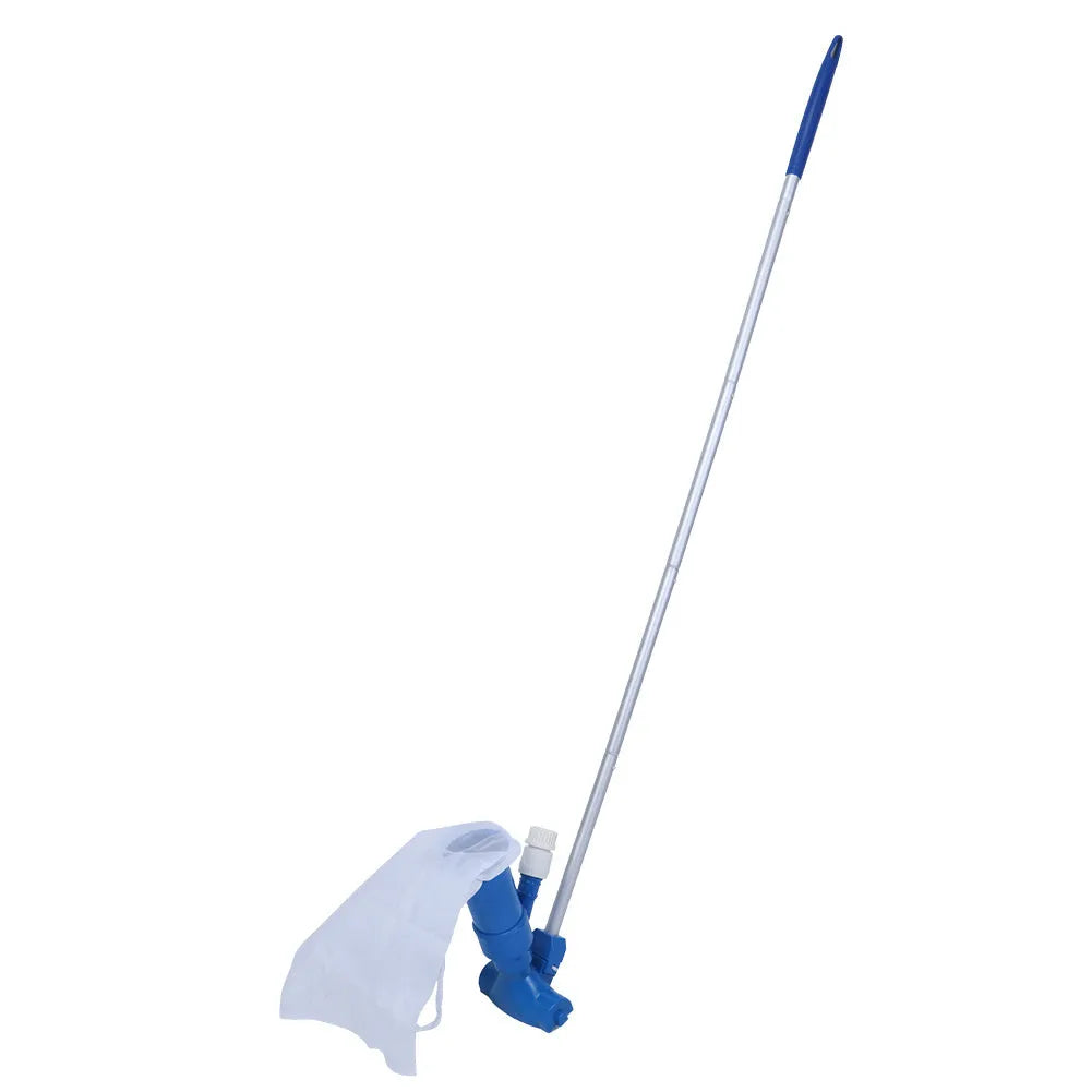Swimming pool cleaning tool set with fine mesh suction head, long rod, and ABS construction, 556g