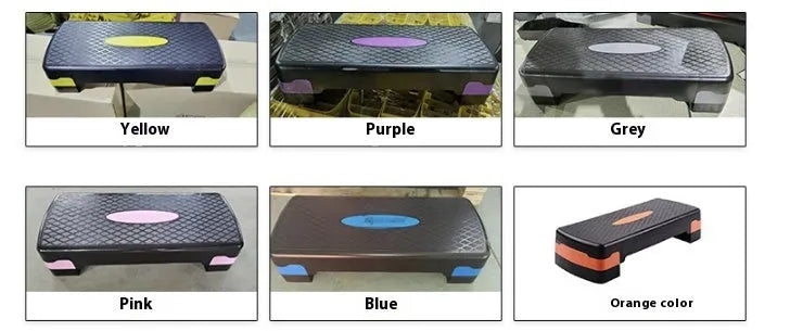 ABS aerobic fitness step platform in grey, green, or orange, dimensions 68cm by 28cm by 15cm