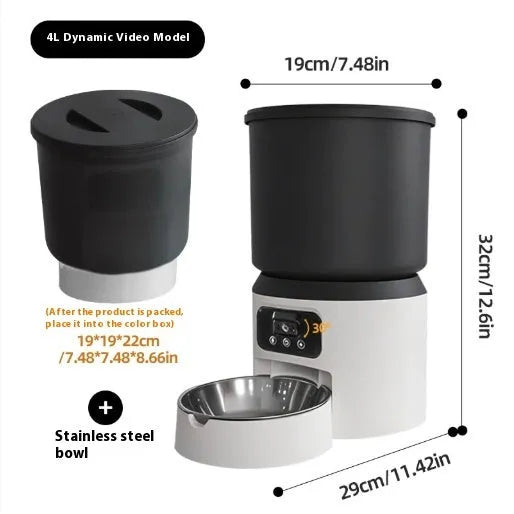 4L smart pet feeder with WiFi control and stainless steel bowl option