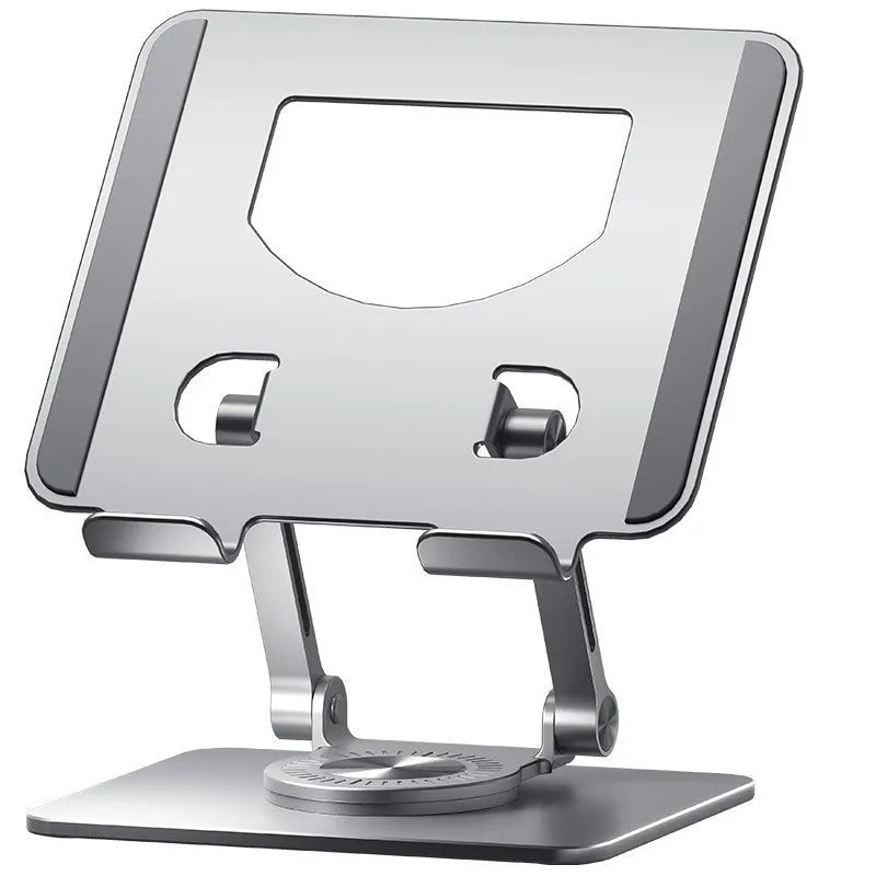 360-degree rotating aluminium alloy desktop folding tablet bracket, P2028, black colour, folded flat view