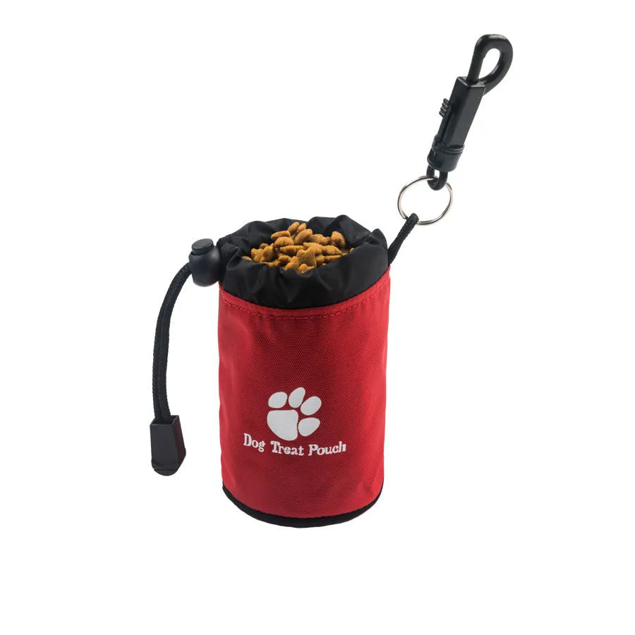 Mini nylon pet training snack bag in solid red, green, black, or blue colour