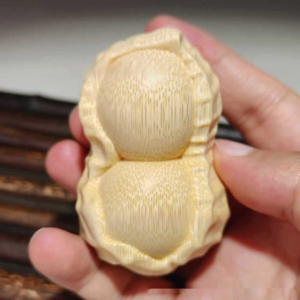 Natural bamboo peanut carving ornament with modern simple design