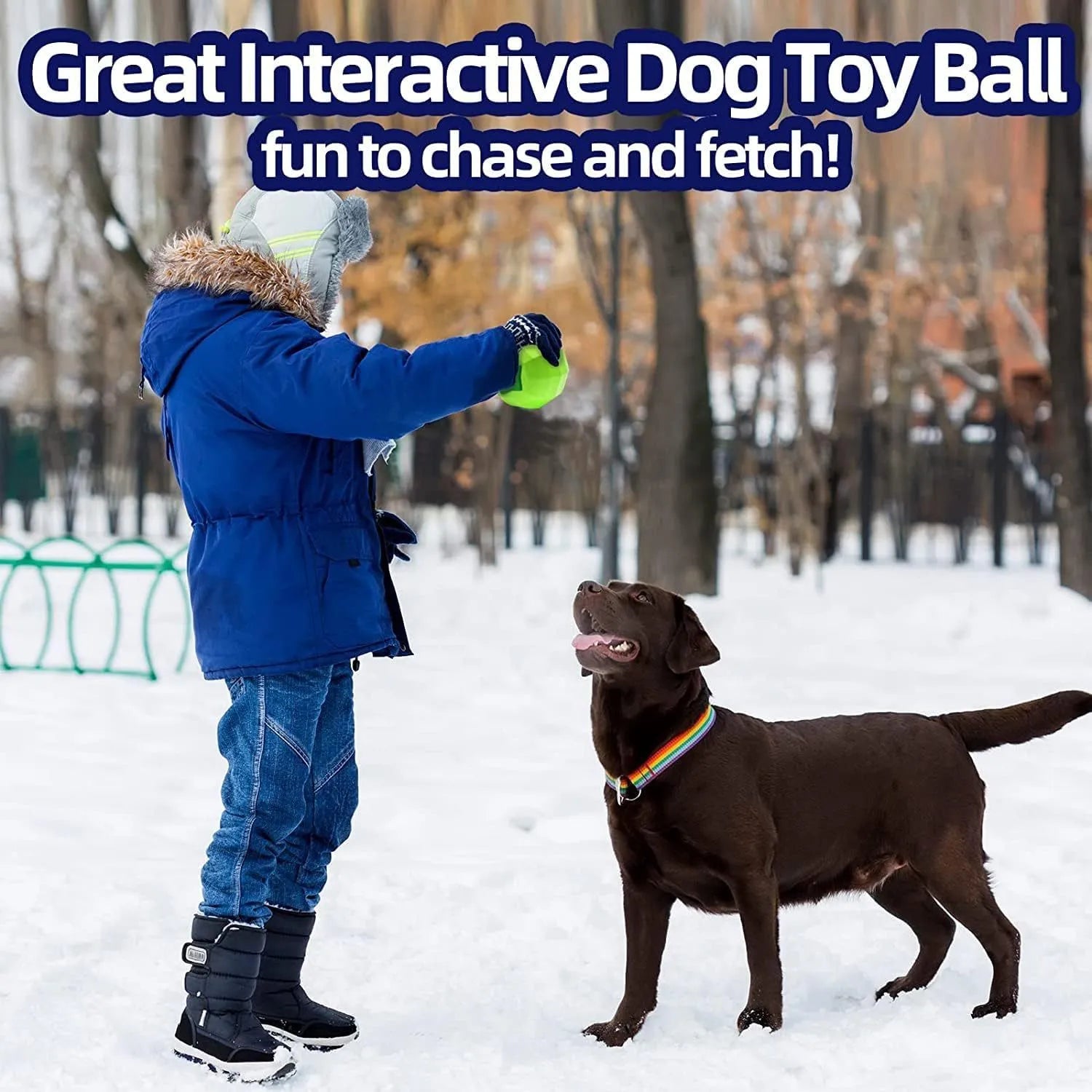 Green durable natural rubber dog squeaky ball chew toy for large aggressive chewers.