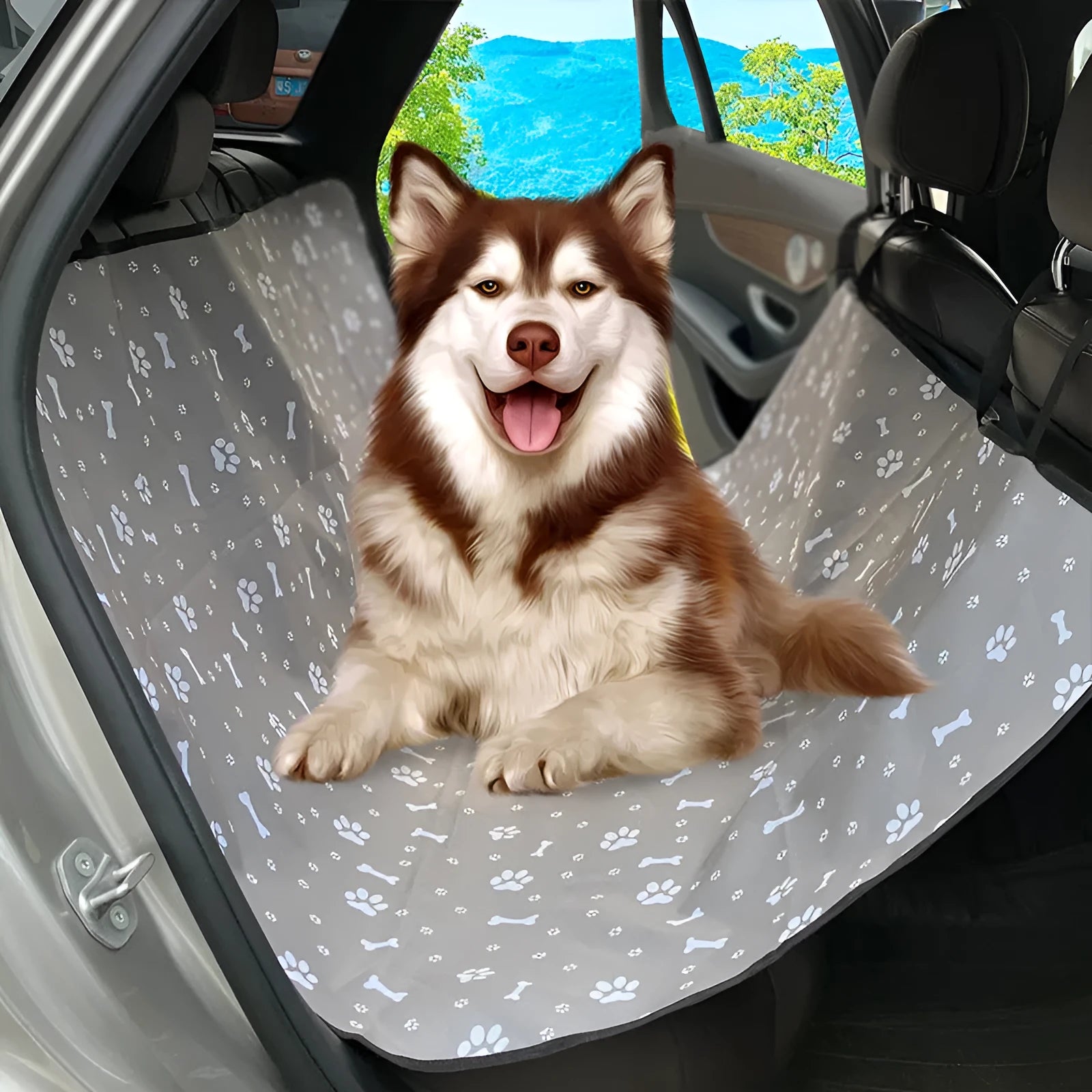 Car pet mat rear seat protector for dogs with water resistant cloth material