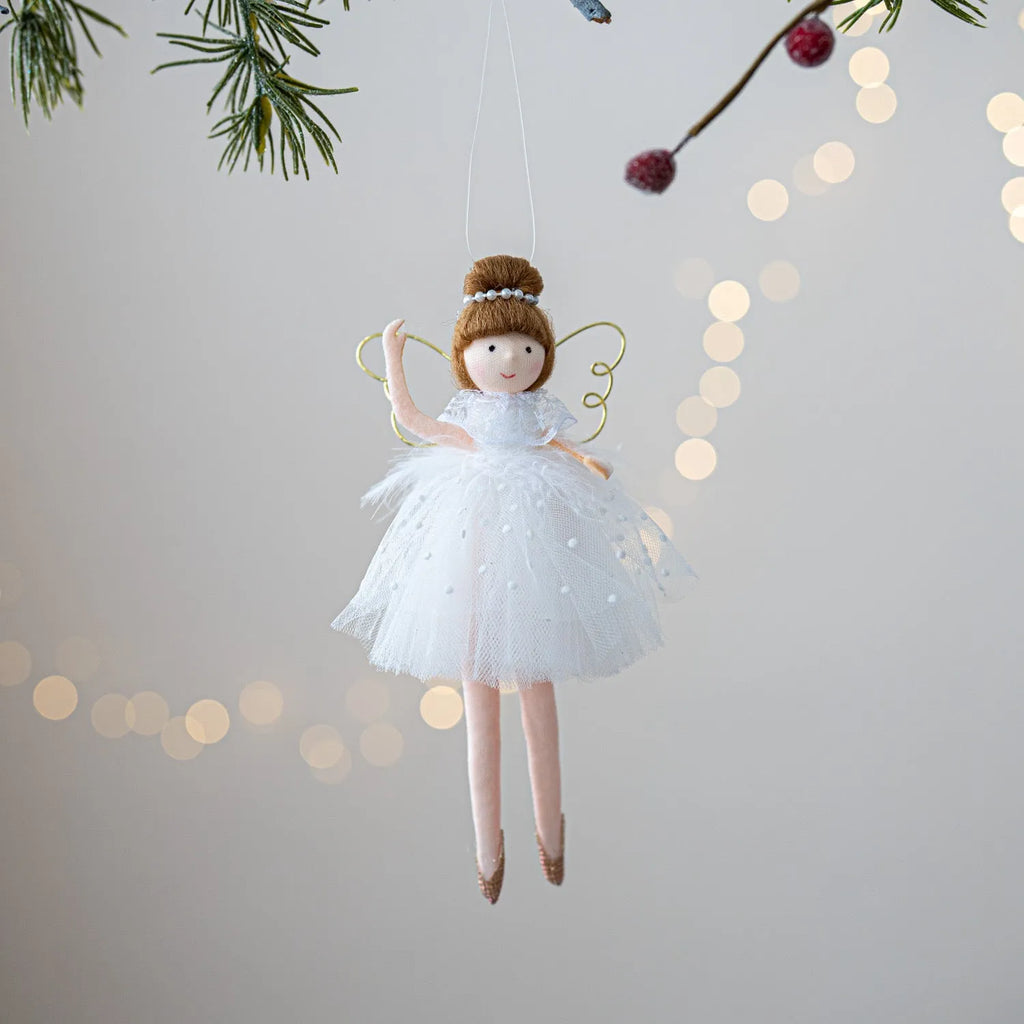 Pink and white plush ballet girl angel doll pendant with cloth fabric