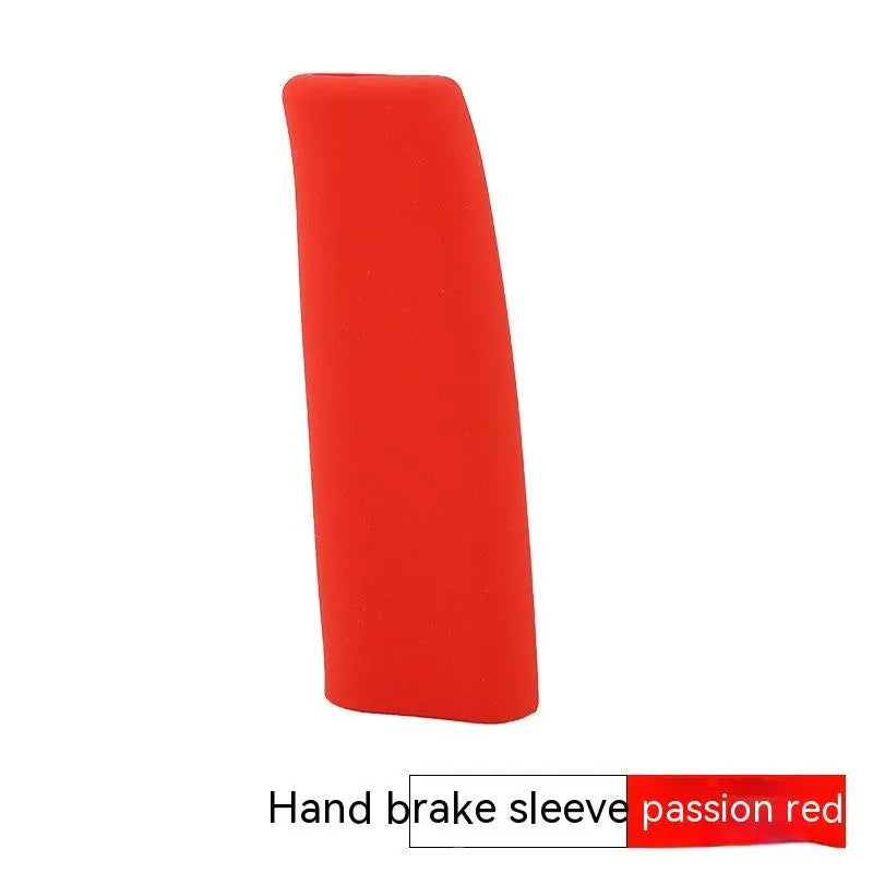 Universal silicone handbrake sleeve for cars in black, grey, beige, red, or blue colour options