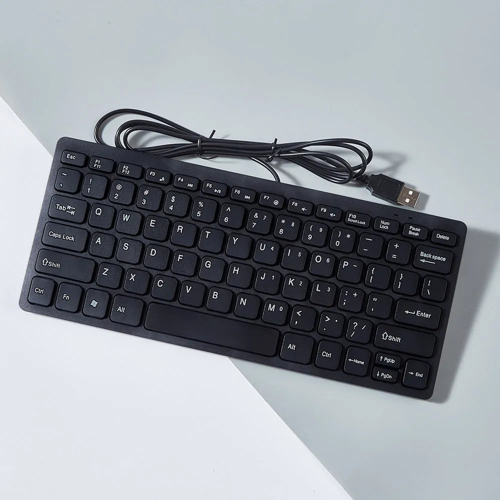 USB wired mini keyboard in black, white, pink, or blue colours with compact 280mm design