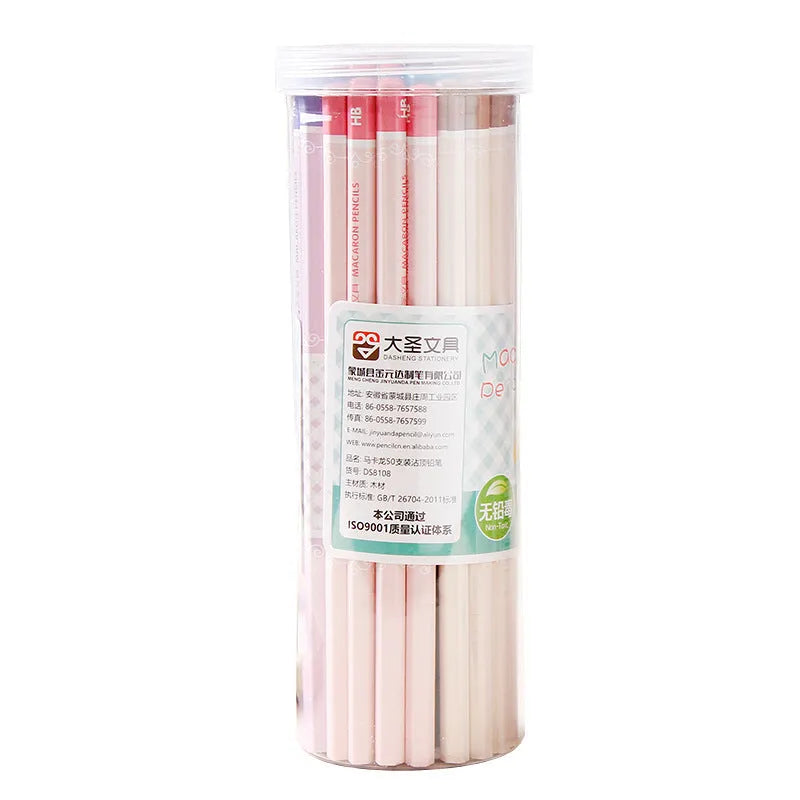 Pack of 50 wooden six-sided HB drafting pencils with basswood shells for technical drawing.