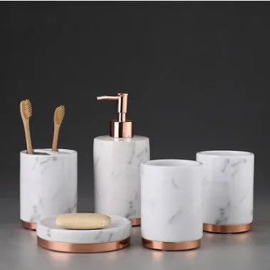Bright glaze ceramic bathroom set with soap dish, toothbrush holder, cup, and emulsion bottle in black.