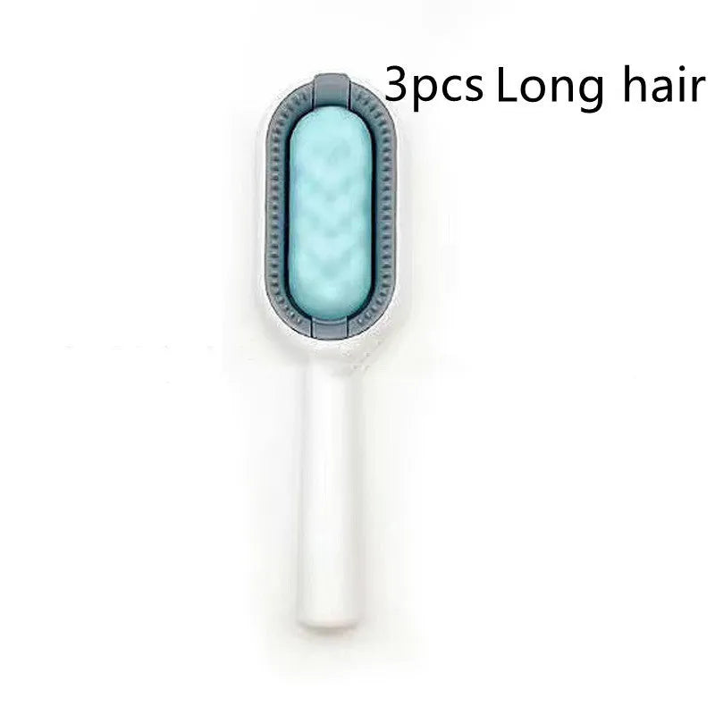 Green plastic pet hair removal comb with disposable adhesive wipes for cats and dogs