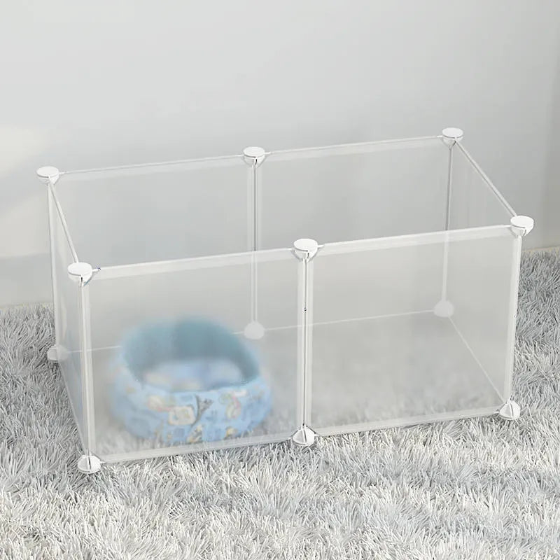 Small dog indoor isolation fence cage with 11 pieces and door, white colour