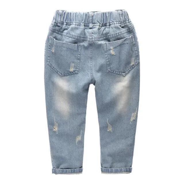 Light blue cotton skinny jeans for children in slim fit style