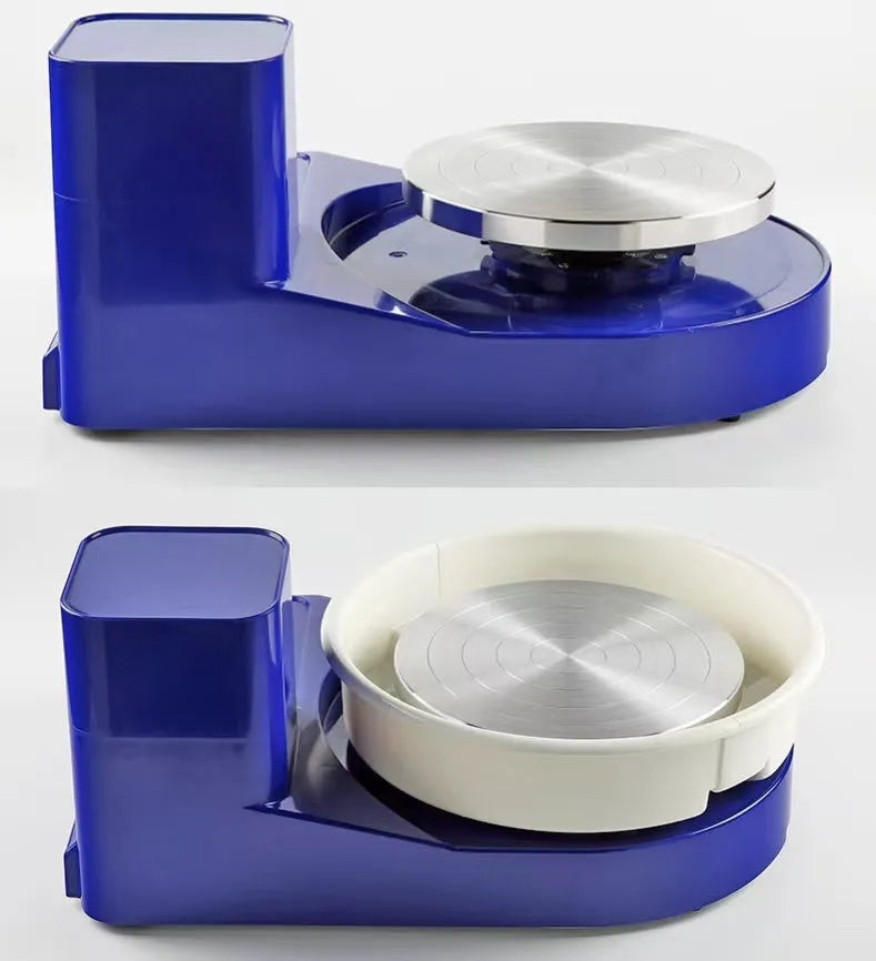 Blue pottery drawing machine with 28cm aluminium alloy turntable and touch screen control panel