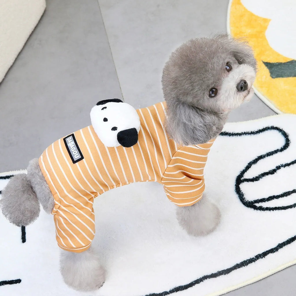 Two-leg dog sweater in polyester, available in orange or black in sizes S to XXL