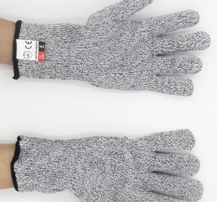 HPPE rubber-dipped cut and stab resistant work gloves in black edge colour