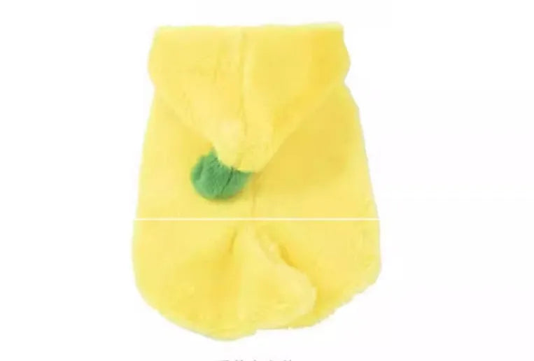Yellow polyester funny banana dog costume for autumn winter, available in sizes S M L XL