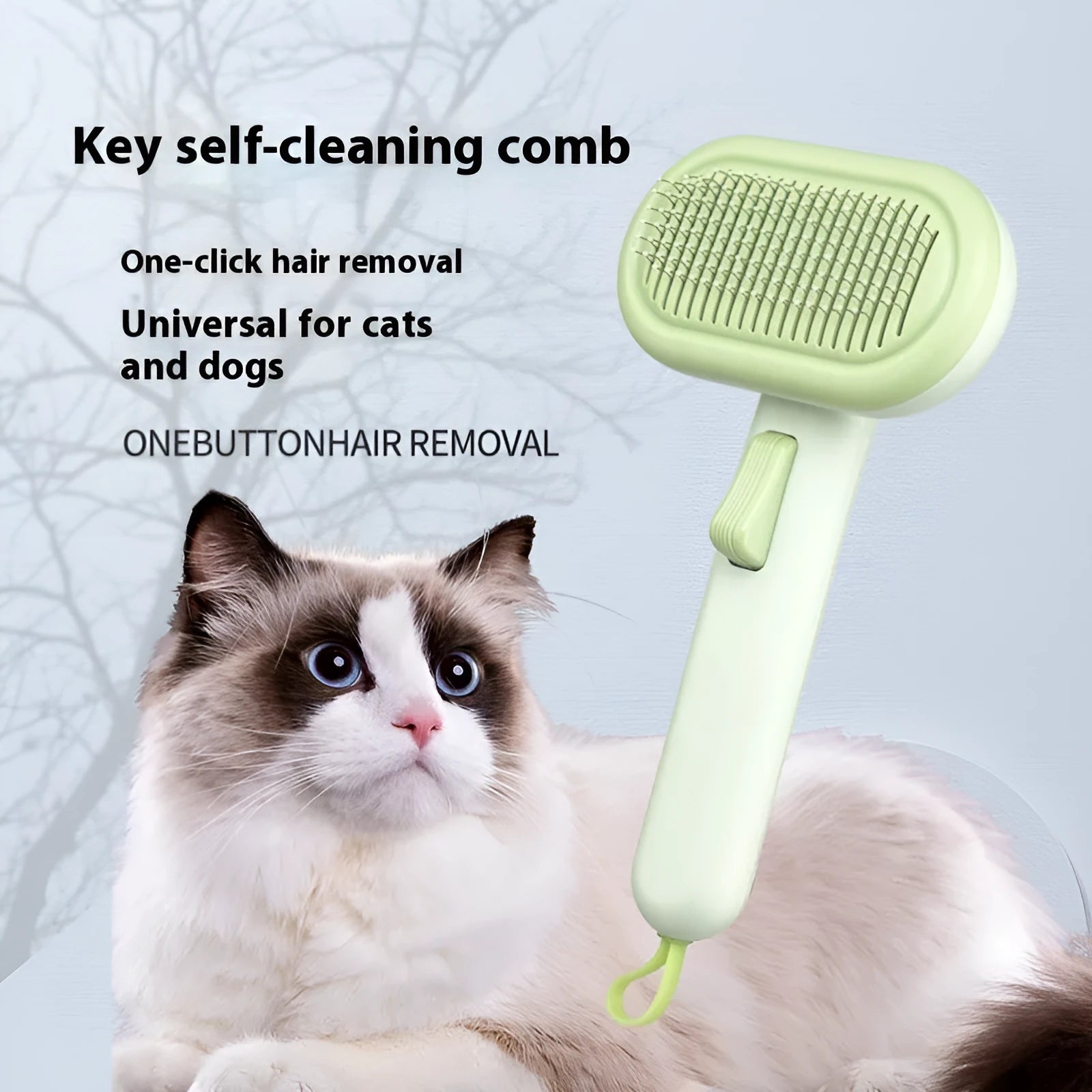Large pet hair removal comb with stainless steel teeth and lady shaver in light grey colour