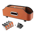 Genuine leather car and buggy storage bag for tissues and a cup, shown in beige colour.