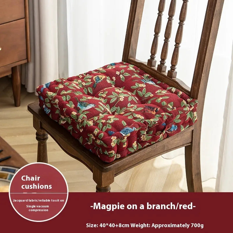 American dining chair cushion with floral pattern in 40x40x8cm size showing 8cm thickness