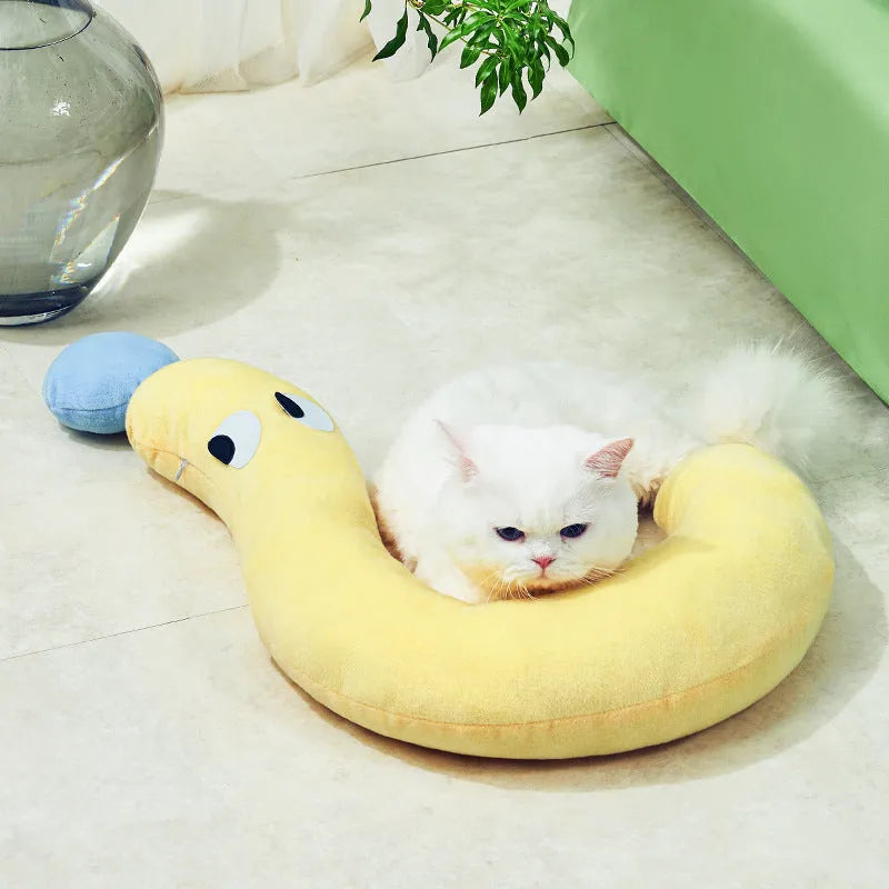 Blue soft fleece pet cushion bed for cats and dogs measuring 62cm by 39cm
