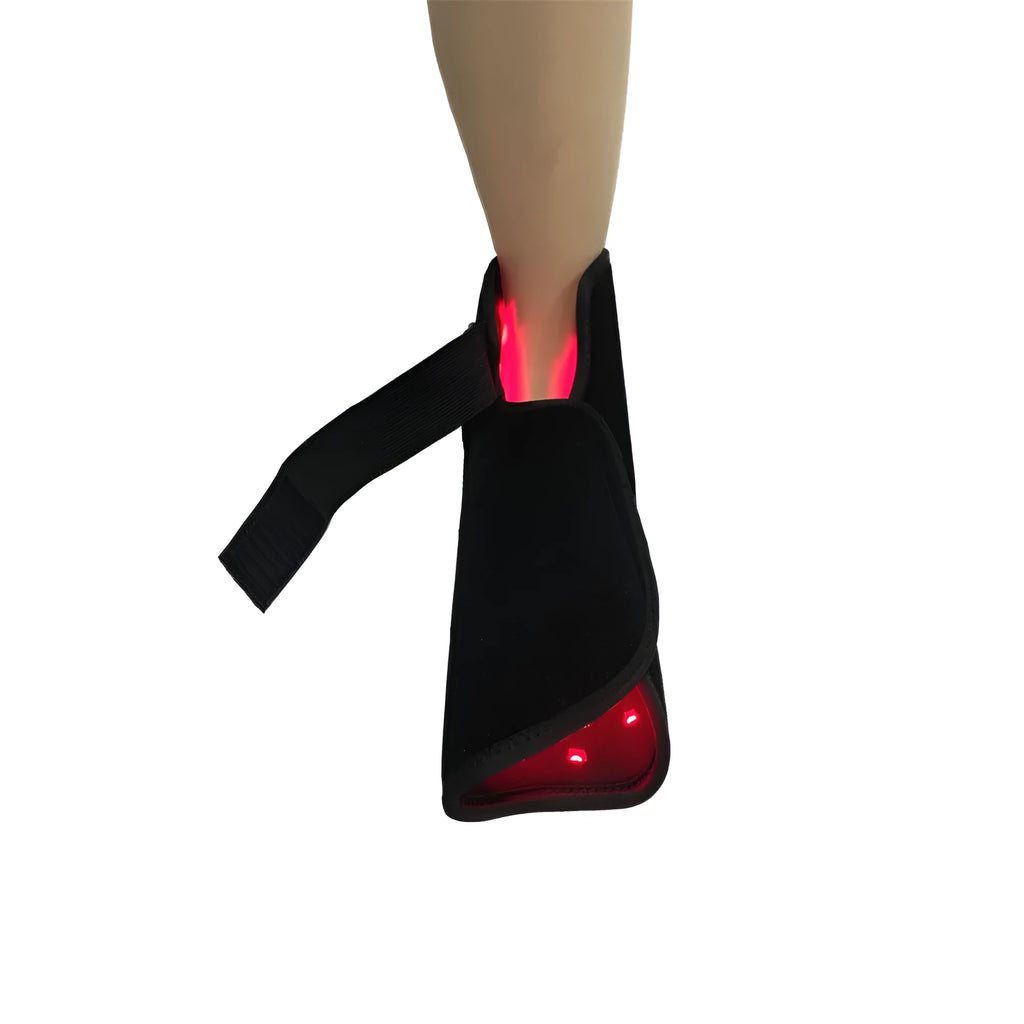 Red light therapy slippers in black with plug cord for home phototherapy foot recovery