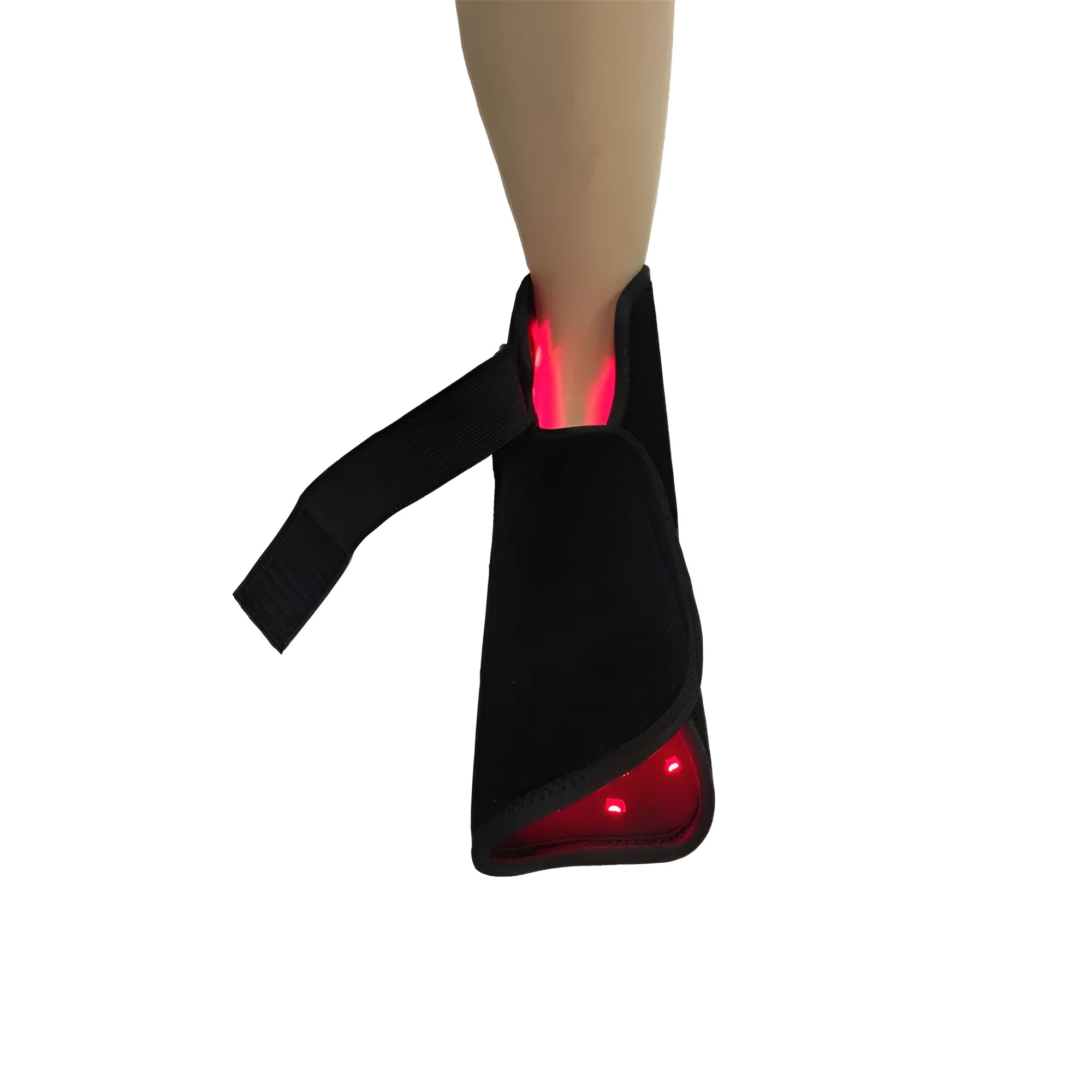 Red light therapy slippers in black with plug cord for home phototherapy foot recovery