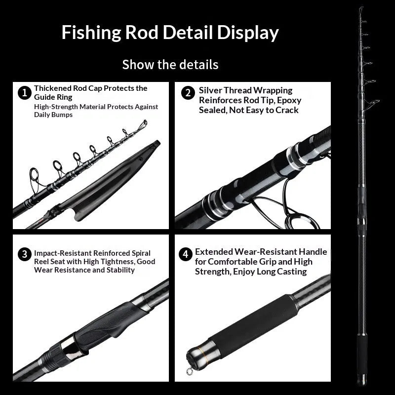 Newly upgraded Sparkling Lake carbon casting rod for long-distance sea fishing, ultra-hard, 2.1m to 5.4m sizes