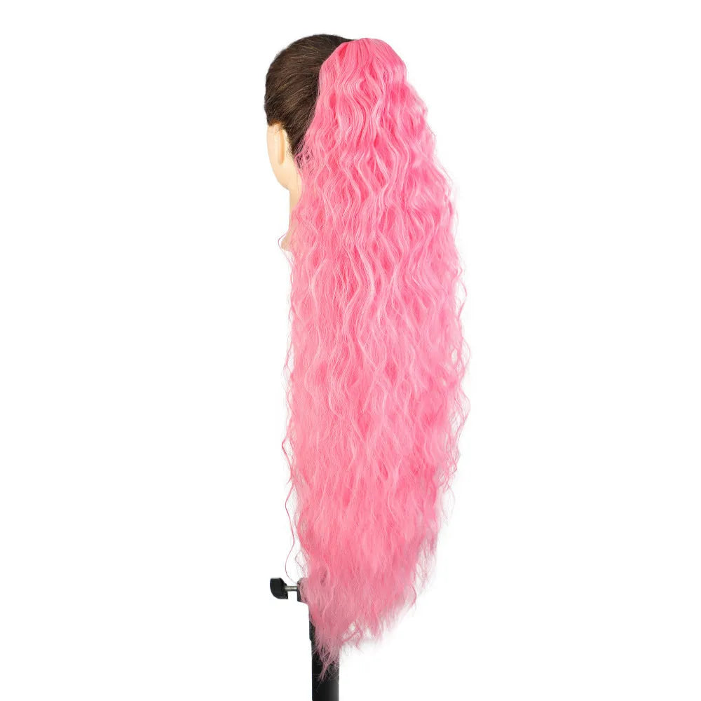 Long 30-inch curly ponytail wig in high temperature fibre for costume and cosplay.
