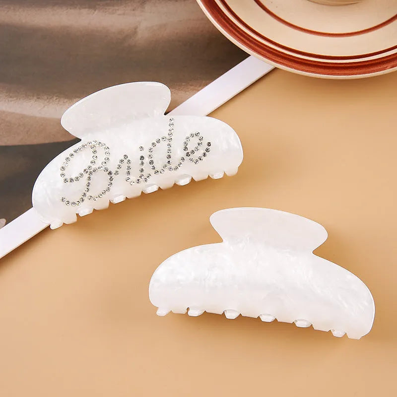 Acrylic hair barrette with shower shark clip back and double-sided diamond drilling