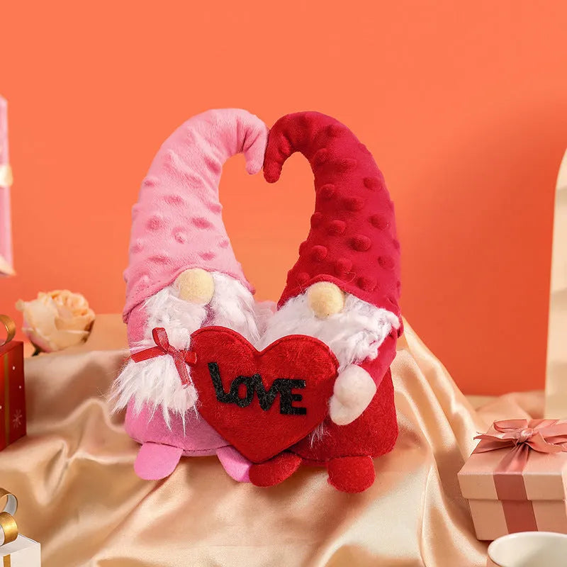 Love Faceless Dwarf Valentine's Day Doll polyester plush with Valentine's colour scheme