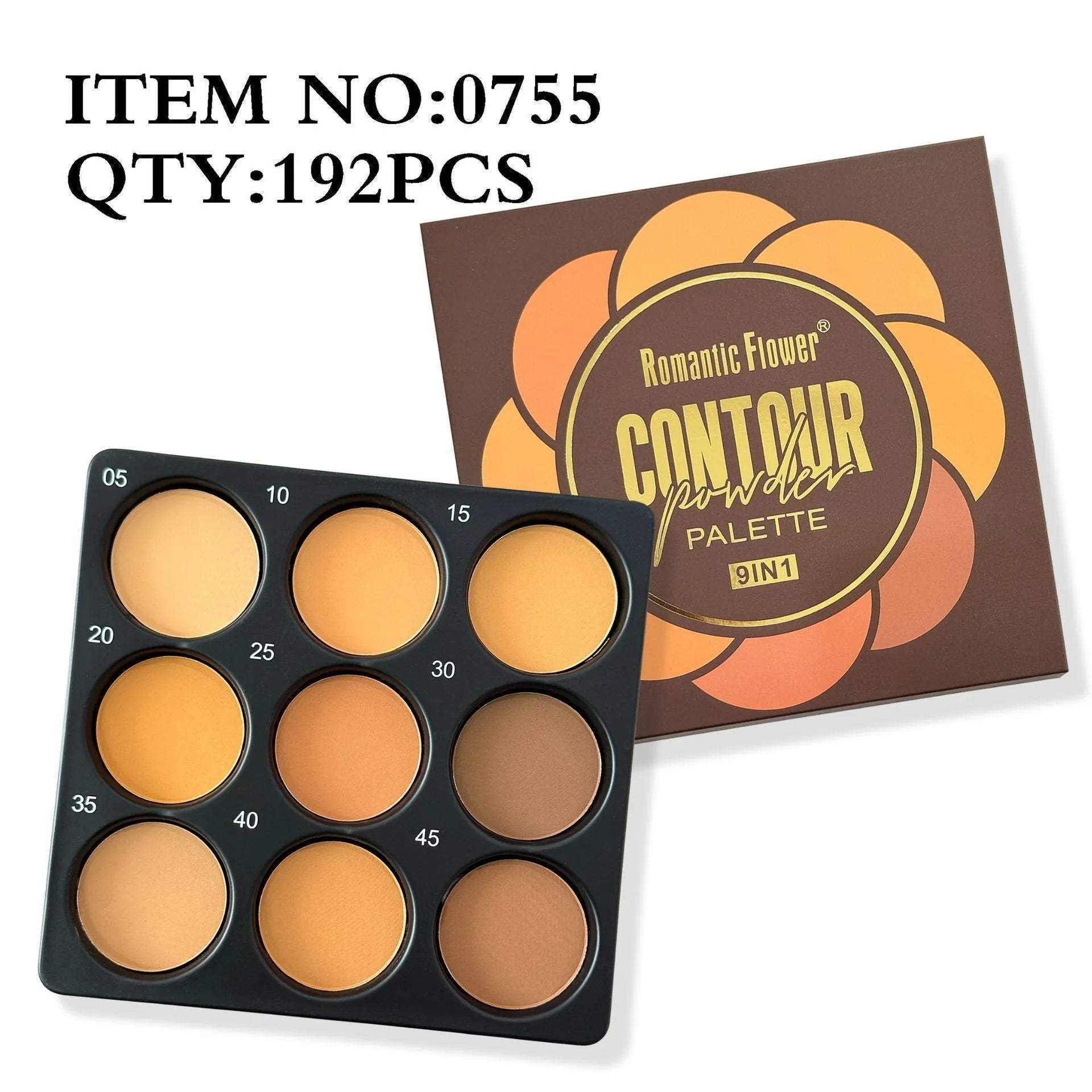 Dark matte makeup palette with nine waterproof colours and repair disk