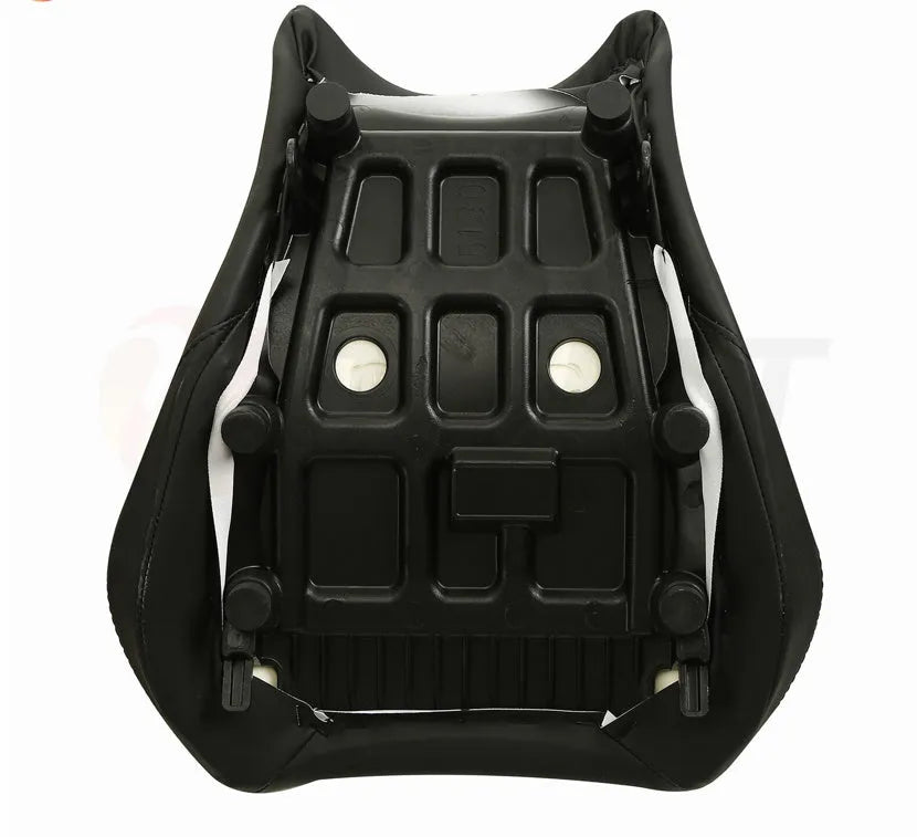 Black PU leather seat protector bag fitted on a Suzuki GSXR1000 motorcycle seat