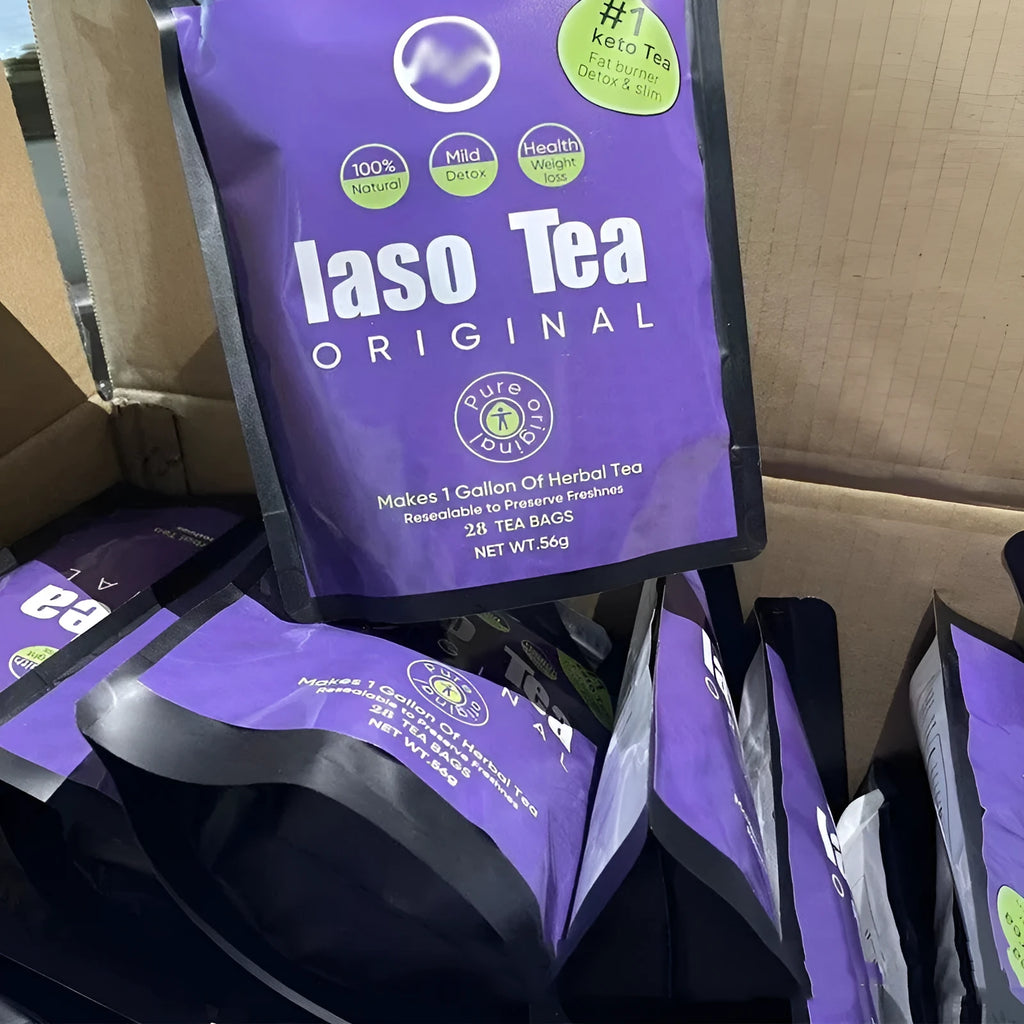 Sealed bag of sugar-free instant slimming tea with cold soaking preparation.